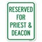 Signmission Reserved for Priest & Deacon Heavy-Gauge Aluminum Rust Proof Parking Sign, 18" x 24", A-1824-23179 A-1824-23179 - alternate 1